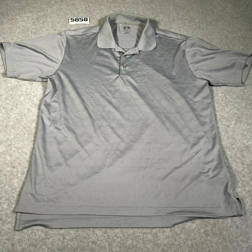 Adidas Climalite Polo Shirt Men Medium Gray High Low Hem Golf Tennis Performance